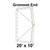 20' x 10' Classic Frame Tent Grommet End, 16 oz. Ratchet Top, Solid White, diagram showing grommet end with tent dimensions and structure details.