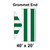 40' x 20' Gable Frame Tent Grommet End, image showing the grommet end with green and white fabric panels, used for outdoor event shelter, featuring a ratchet top and durable 16 oz. material.