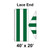 40' x 20' Gable Frame Tent Lace End, 16 oz. Ratchet Top, White and Forest Green, display of the lace end with green and white striped fabric and detailed side view of the tent's structure.