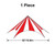 52' Diameter TP/Hexagon Tent, 1 Piece, 16oz. Ratchet Top, White and Red, front view of the outdoor tent with striped pattern and measurements.