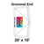 20' x 10' Classic Frame Tent Grommet End, Ratchet Top, Logo/Valance Digital Print Only, with grommet end and digital print logo design shown in the diagram.