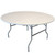 60" Round White Fast Covers, round white table with a protective cover over a metal frame.