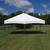 Celina Tent 20' x 20' Master Series Frame Tent, 1 Piece Tent Top, complete, set up outdoors on a grassy field with trees and a blue sky with clouds in the background.