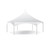 Celina Tent 30' Pinnacle Series Hexagon High Peak Frame Tent / Cross Cable Marquee, white hexagon-shaped event tent with high peaked roof and sturdy pole supports.
