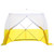 Athens Utility Shelter, pop-up outdoor portable shelter with yellow and white fabric walls and a sturdy frame.