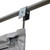 Event Double Door Aluminum, 8' - Close-up of the hanging mechanism and support bracket for the outdoor event tent door.