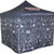 10' Dbl Print Fast Shade Sidewall, close-up view of the sidewall with a geometric pattern and branding on the canopy roof.