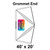 40' x 20' Premiere High Peak Tent Grommet End with Logo/Valance Print, 16 oz. ratchet top, detailed illustration of grommet placement and tent dimensions.