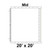 20' x 20' Classic Frame Tent Mid, 16 oz. Ratchet Top, Solid White, with detailed measurement grid and labeled midpoint for size and type.