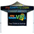 Celina Tent Fast Shade Package 10-5, portable outdoor tent with a black fabric and colorful advertising print.