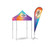 Celina Tent Fast Shade Package 7H, colorful canopy tent with a vibrant geometric pattern and a matching branding banner.