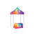 Fast Shade Package 7J, colorful canopy tent with a branded logo on the top and a matching table cover underneath