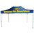Celina Tent Fast Shade Package 15-1, blue canopy tent with yellow and red logo and 'Williston Fire Department' text, supported by metal poles.