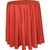 108'' Round Ivory Polyester Table Cover, close-up view of the smooth, elegant fabric draped over a round table.