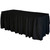 Celina Tent 13' Black Polyester Skirting, black tailored fabric draping for event or trade show tables.
