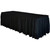 Celina Tent 21' Black Polyester Skirting, black skirt draping around the base of a large rectangular event tent.