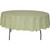90'' Round Peach Polyester Table Cover, beige-colored round table cover draped over a table with metal legs.