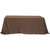 90'' x 132'' Burnt Orange Tablecloth, brown fabric covering a rectangular table.