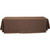 90'' x 132'' Cafe Polyester Tablecloth, brown fabric covering a large rectangular table for commercial or event use.