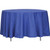 96'' Round Charcoal Gray Tablecloth, image description of a blue, round tablecloth covering a table with a smooth, draped appearance.
