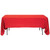 72'' X 120'' Holiday Red tablecloth, red fabric draped over a table.