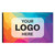2.5' x 4' Rect Flag, One Sided, customizable with your logo, featuring a colorful geometric background and placeholder text 'Your Logo Here'.