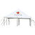 Celina Tent 20' x 20' Classic Series Pole Tent Logo Print, Complete, white outdoor event tent with 'food for life' logo and a strawberry graphic on the top
