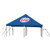 Celina Tent 20' x 20' Classic Series Pole Tent Full Digital Print, complete blue event tent with Evian logo on top, supported by metal poles and guy lines for outdoor gatherings.