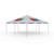 Celina Tent 20' x 20' Classic Series Frame Tent Logo Print, Complete, portable event tent with colorful logo prints on the top, supported by a sturdy metal frame.