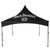 Celina Tent 15' x 15' Pinnacle Series High Peak Frame Tent / Cross Cable Marquee, black tent with Jack Daniel's logo and full digital print design, supported by metal poles.