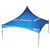 Celina Tent 20' x 20' Pinnacle Series High Peak Frame Tent / Cross Cable Marquee Full Digital Print, complete, with blue fabric and Bud Light logo, featuring high peak structure and sturdy metal poles.