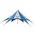 Celina Tent 52' TP Series Hexagon Tent Full Digital Print, detailed view of a large blue and white hexagon-shaped event tent with full digital print design, showcasing its sturdy structure and vibrant graphics.