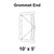 Celina 10' x 5' Classic Frame Tent Top, Grommet End, technical drawing showing the dimensions and grommet end design.