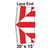 Celina 30' x 15' Classic Frame Tent Top, Lace End, diagram showing the layout and red sections of the tent top for event hosting or outdoor activities.