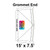 Celina 15' x 7.5' Classic Frame Tent Top, Grommet End, diagram illustrating the dimensions and grommet placement for outdoor event tent coverage.