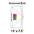 Celina 15' x 7.5' Classic Frame Tent Top, Grommet End, diagram showing the tent's dimensions and grommet placement for outdoor shade or event coverage.