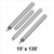 Celina Tent 15' x 135' Classic Series Pole Kit, set of four white tent poles with metal tips for outdoor event assembly.