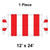 Celina Tent 12' x 24' Classic Gable Frame Tent, 1 Piece, 16 oz. Ratchet Top Replacement, illustration showing the tent's layout with red and white sections and side flaps.
