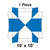 Celina Tent 10' x 10' Master Frame Tent, 1 Piece, 16 oz. Ratchet Top Replacement, showing the blue and white corner pattern of the tent roof with annotated labels for 1 Piece and 10' x 10' dimensions.