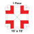 Celina Tent 15' x 15' Master Frame Tent, 1 Piece, 16 oz. Ratchet Top, illustration of the tent's top view showing a square shape with red and white geometric segments.