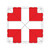 Celina Tent 20' x 20' Classic Pole Tent, 1 Piece, 16 oz. Ratchet Top, top view of the tent layout with red sections highlighting the frame and roof structure.