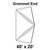 Celina Tent 40' x 20' Premiere I Series High Peak Pole Tent Top, Grommet End, diagram showing the tent's grommet end with measurements of 40 by 20 feet.