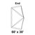 Celina Tent 60' x 30' Premiere II Series High Peak Pole Tent Top, Ends, schematic diagram showing the tent's dimensions and end sections.