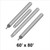Celina Tent 60' x 80' Classic Series Pole Kit, set of four metal tent poles laying parallel to each other.