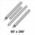 Celina Tent 60' x 380' Classic Series Pole Kit, four cylindrical metal poles with pointed ends for tent support.