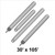 Celina Tent 30' x 105' Premiere I Series Pole Kit, image of four metal tent poles for assembly.