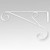 20'' Center Pole Hanger, white metal decorative hook with scroll design for hanging items.