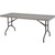 Mayfield Chair and 6' Resin Banquet Table Set, a sturdy banquet table with a gray surface and black metal legs.