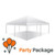 20' x 20' Classic Series Frame Tent Party Package, a white outdoor canopy tent with a peaked roof, set up on a flat surface for events or gatherings.