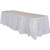 14' Plastic Skirt - White, a white plastic skirt draped around a rectangular table for protection and decoration.
